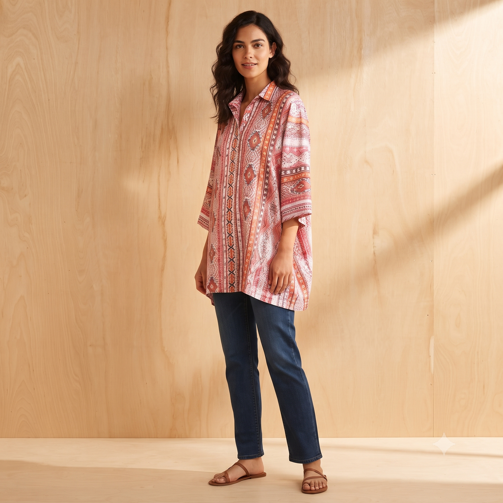 Palme Cotton Printed Maxi Shirt - 65950