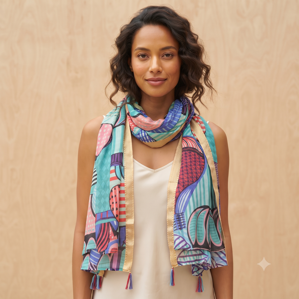 PRE-ORDER Air Ballons Printed Cotton Scarf 68133
