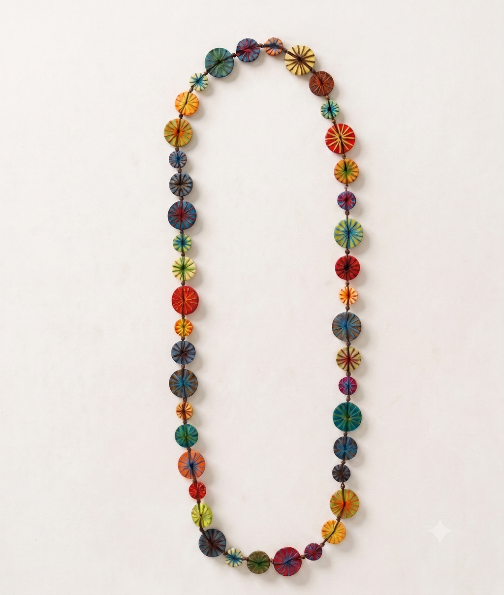 Colourful Embroidered Wooden Beaded Necklace N6-53X