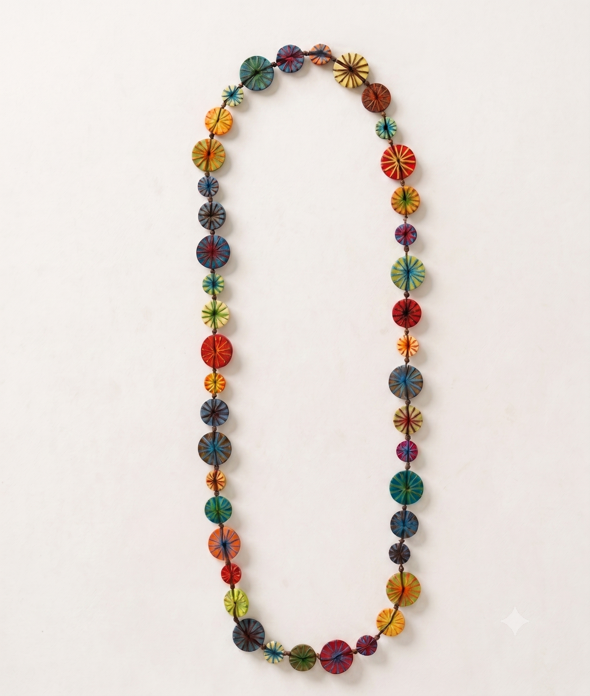 Colourful Embroidered Wooden Beaded Necklace N6-53X