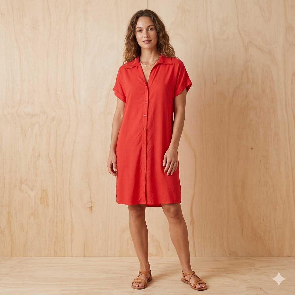 Short Summer Viscose Dress with Short Sleeves 66036