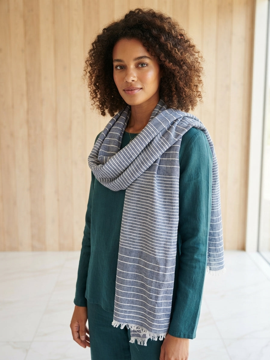 Glitter Effect, Cotton Yarn Dyed Scarf 15003