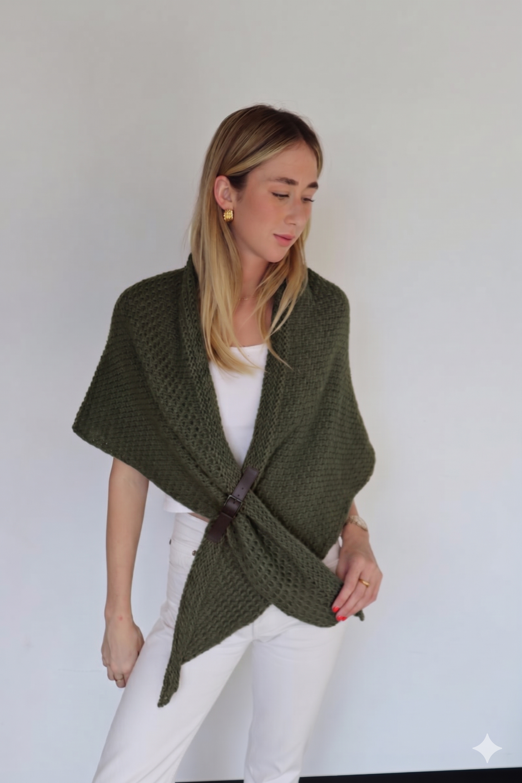 Buckle Wrap Knitted Poncho - 67753