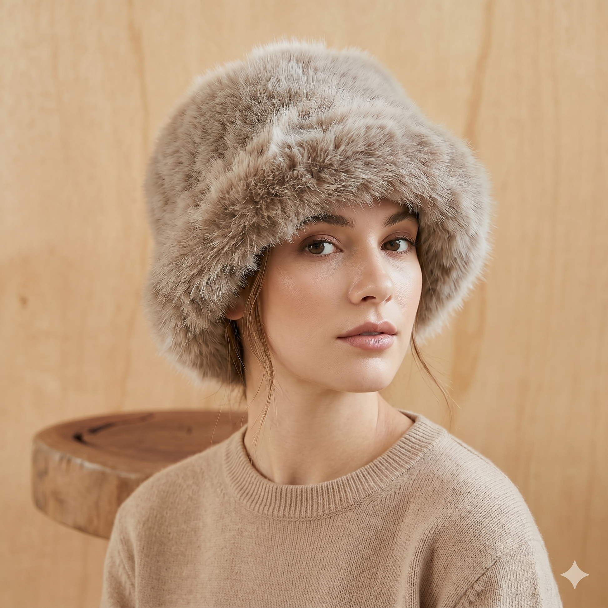 Extra Fluffy Faux Fur Bucket Hat Plain 7549