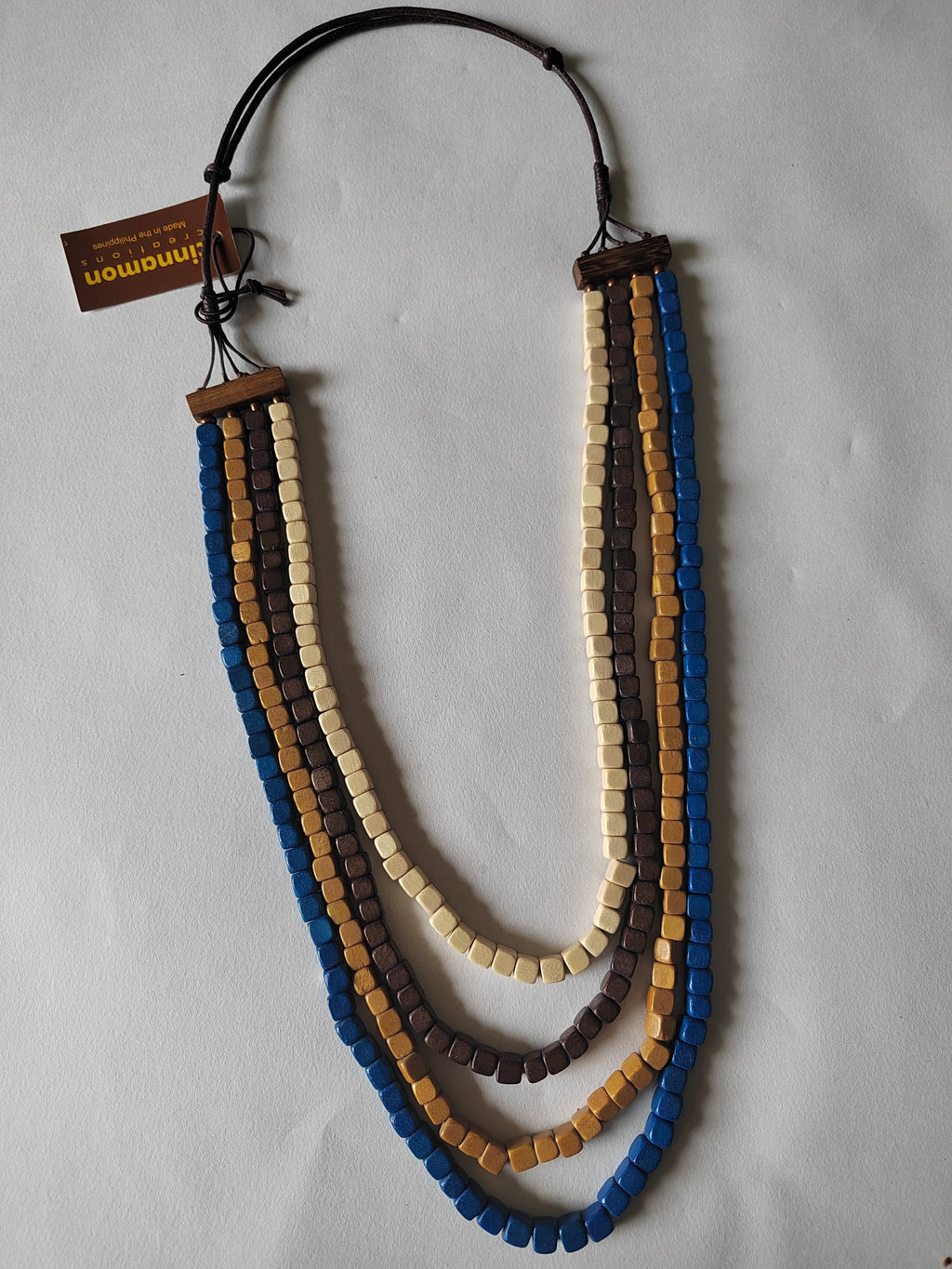 4 Rows of Small Wooden Cubes Necklace N7-457ACME