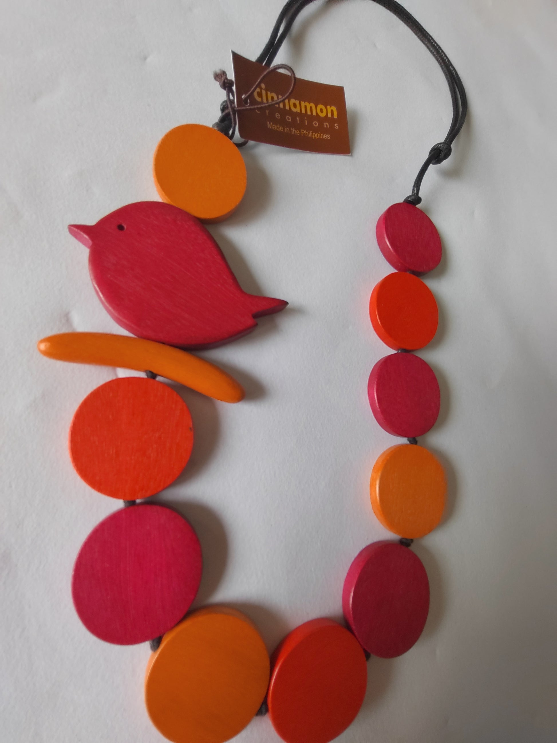 Round Birdie with Large Wooden Beaded Necklace N6-6199