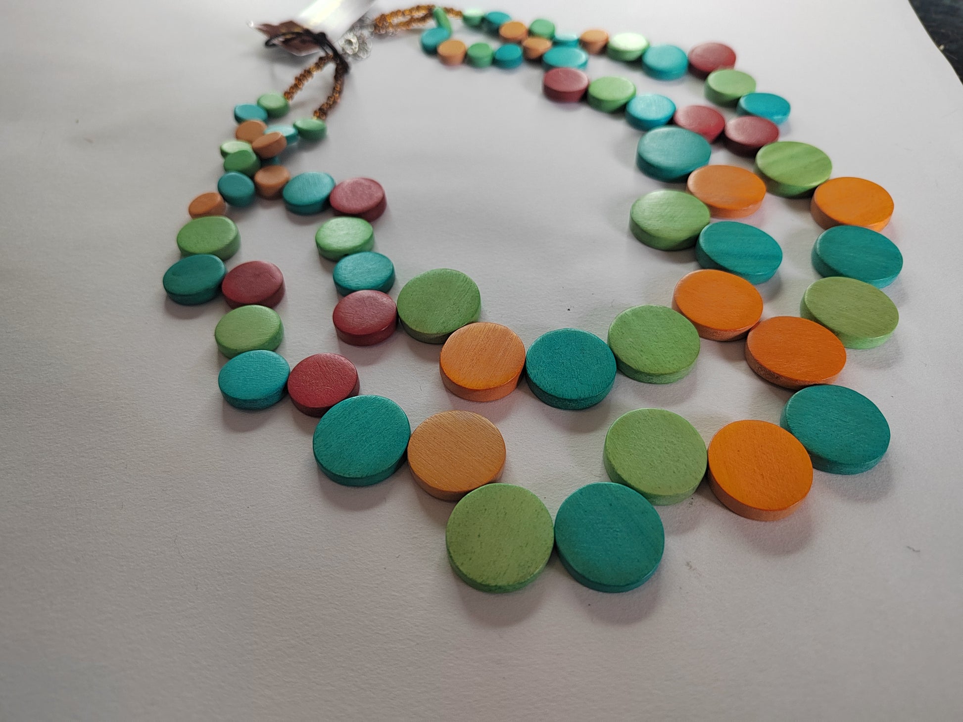 Multicoloured and Layered Wooden Beaded Necklace N6-6298
