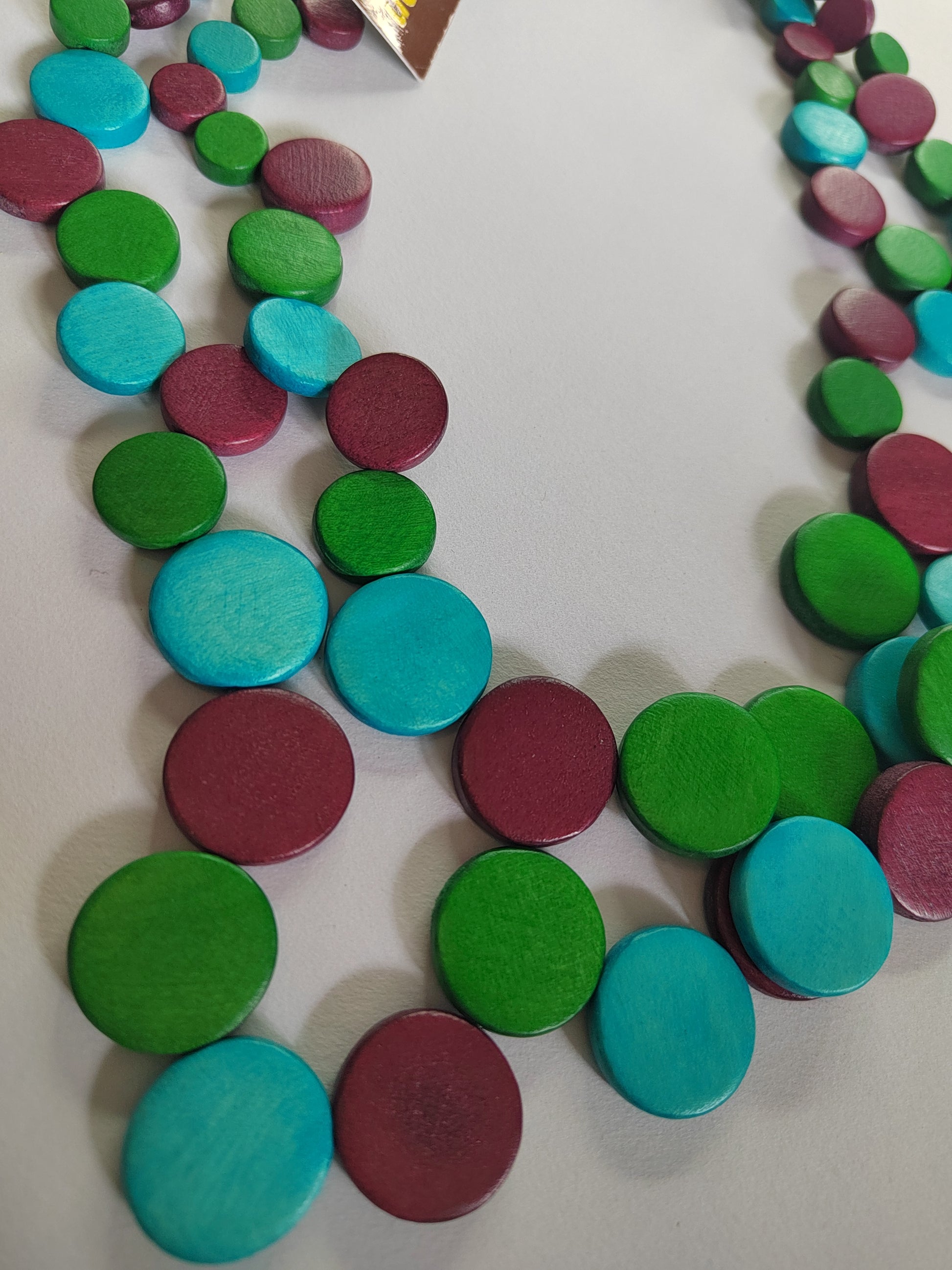 Multicoloured and Layered Wooden Beaded Necklace N6-6298