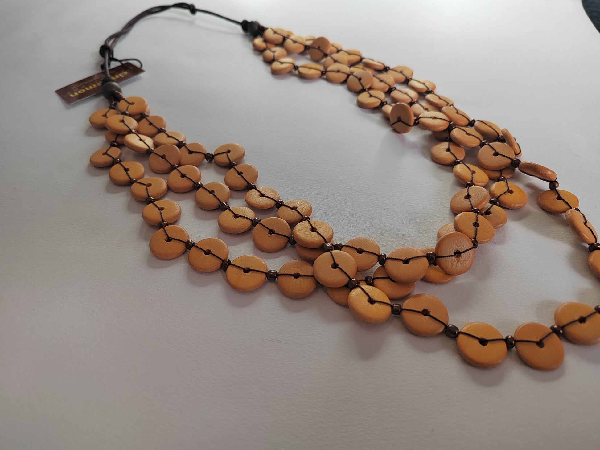 Layered and Embroidered Wooden Beaded Necklace N7-461