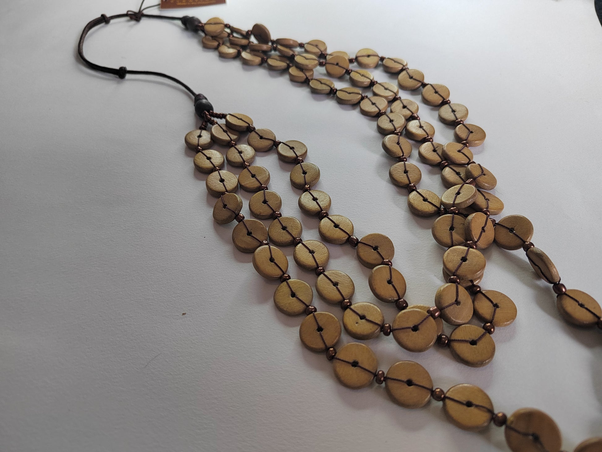 Layered and Embroidered Wooden Beaded Necklace N7-461