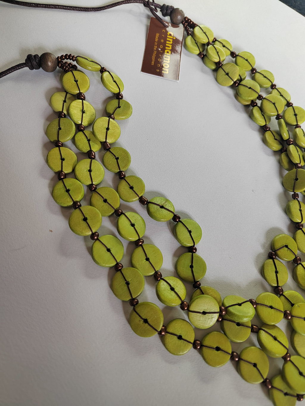 Layered and Embroidered Wooden Beaded Necklace N7-461