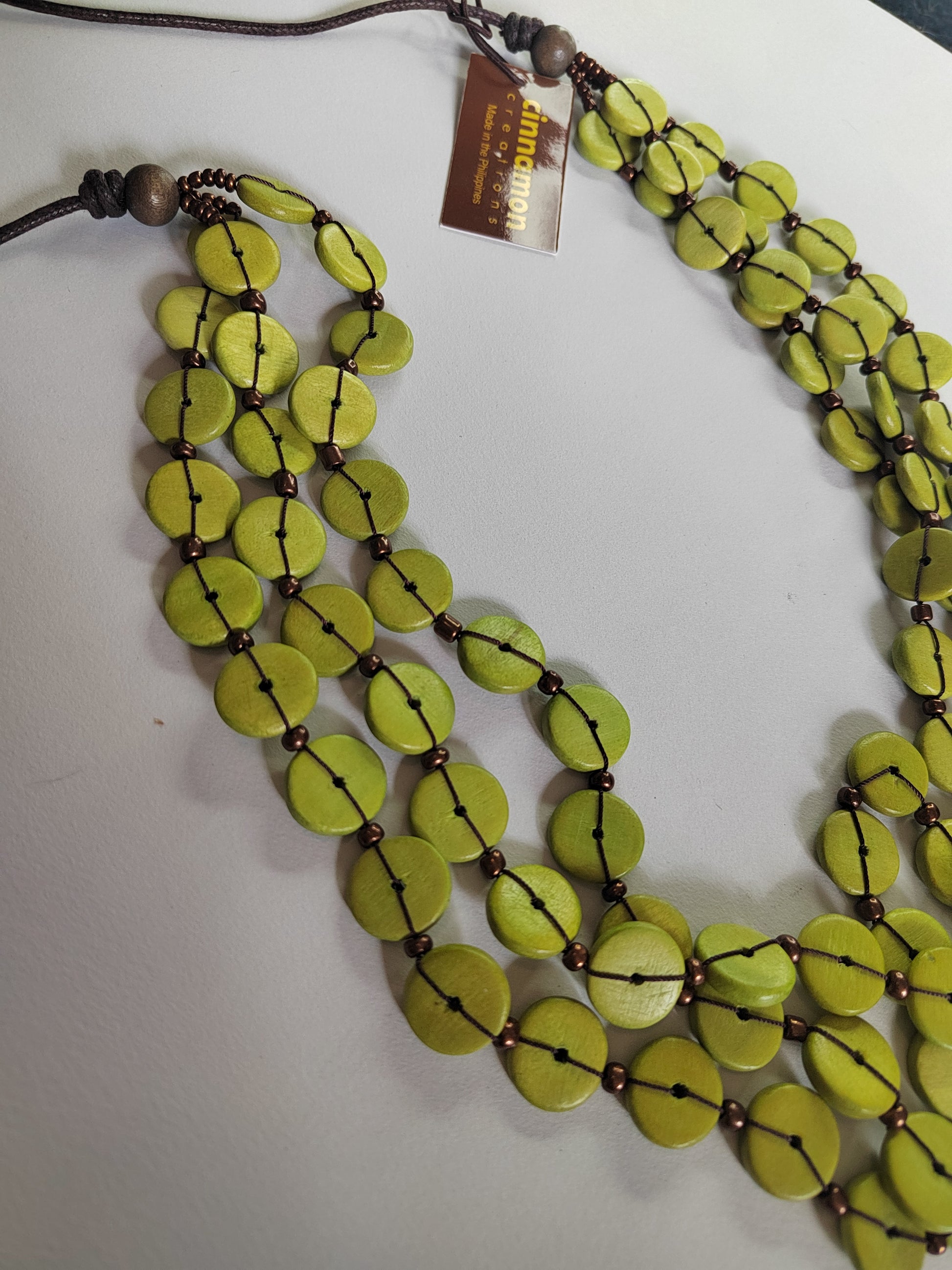 Layered and Embroidered Wooden Beaded Necklace N7-461