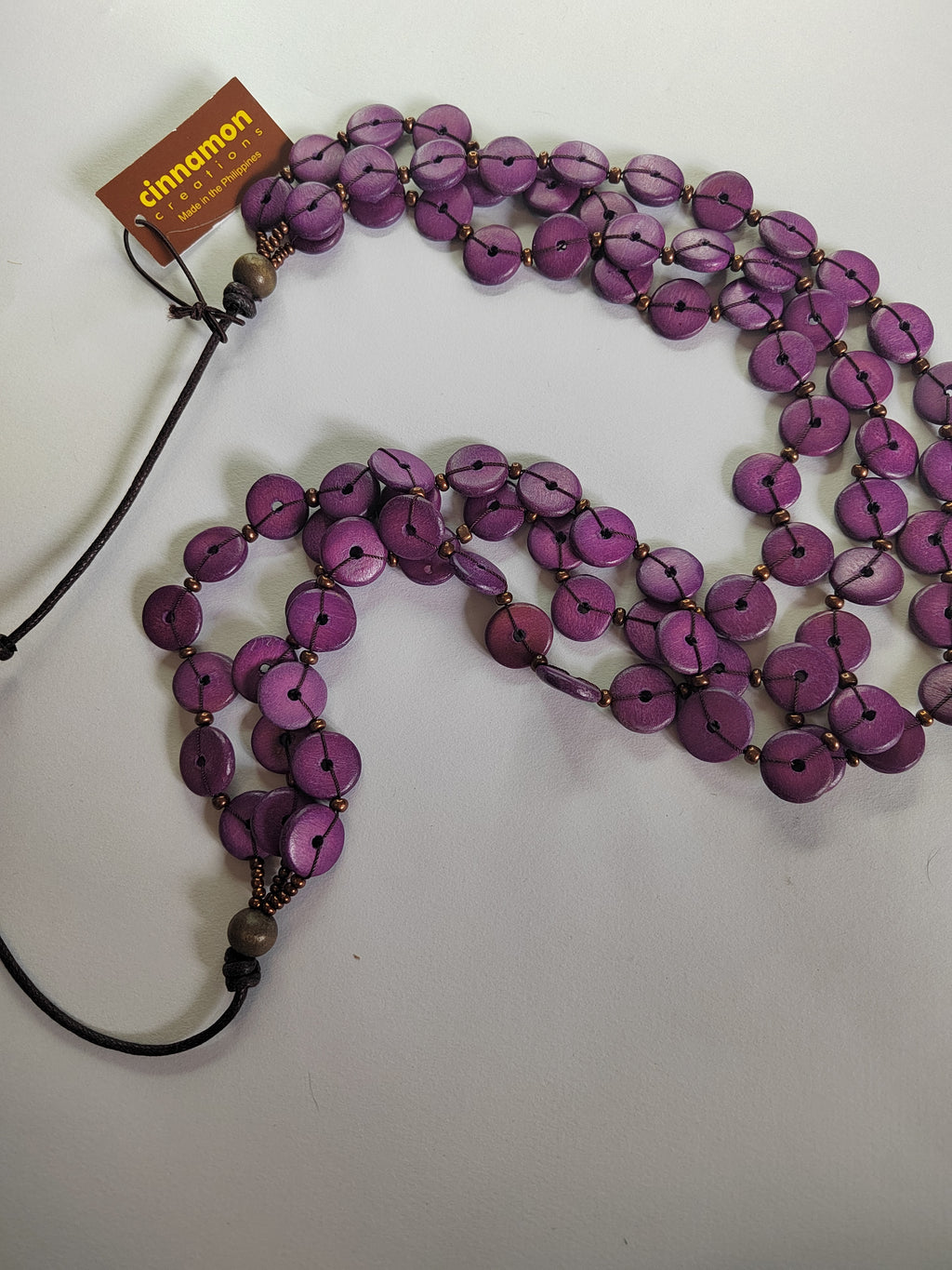 Layered and Embroidered Wooden Beaded Necklace N7-461