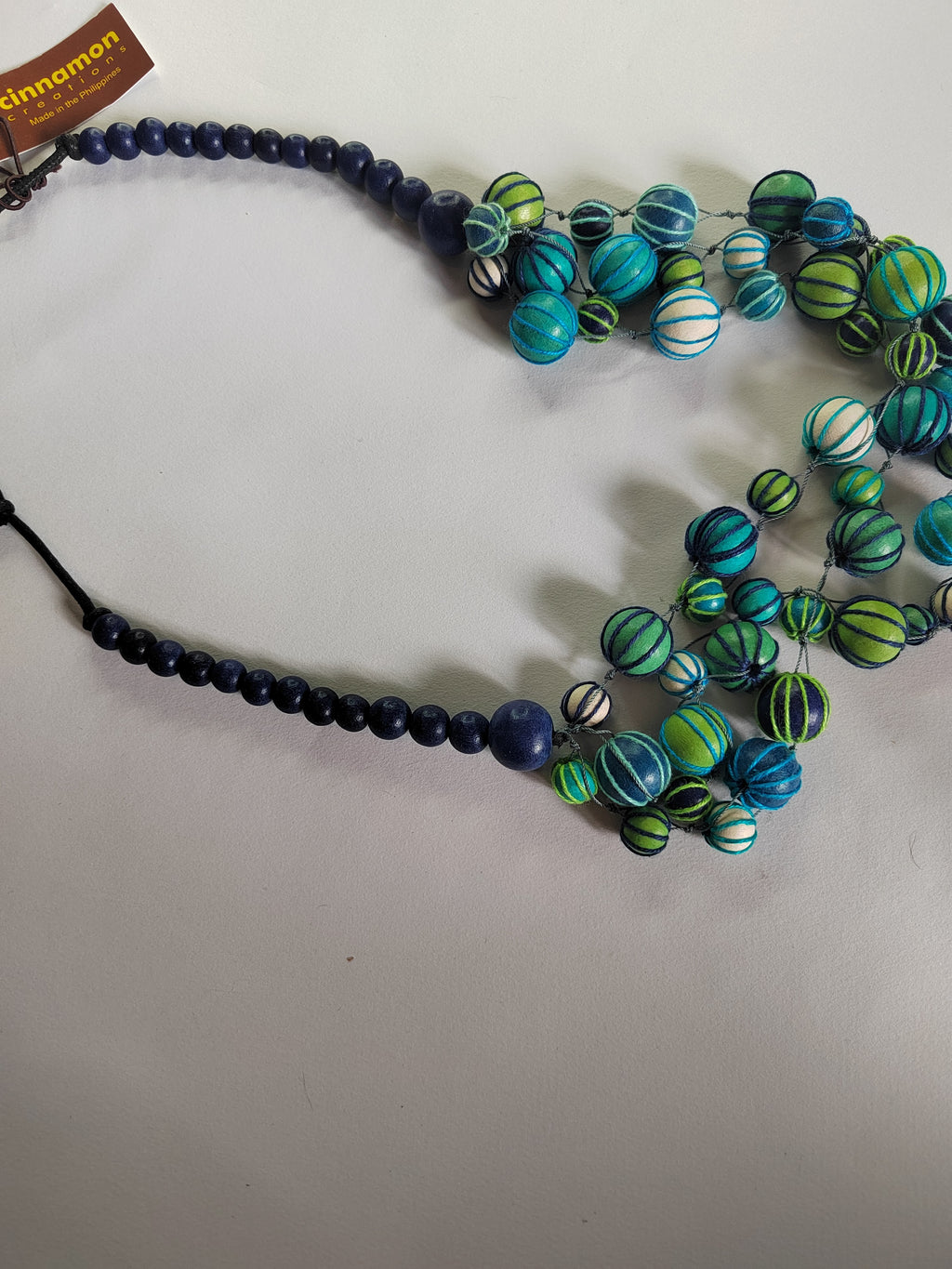 Embroidered Blue Hues Beaded Necklace N7-251X