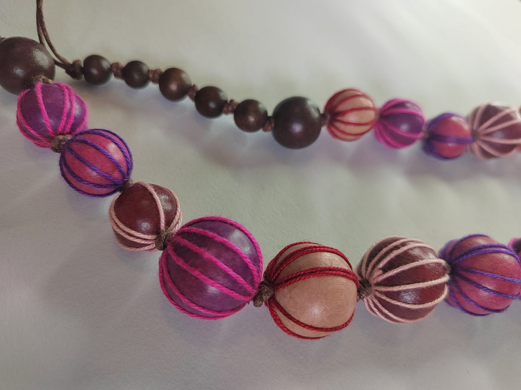 Round Embroidered Beads in Earthy Purple N6-5987JGM