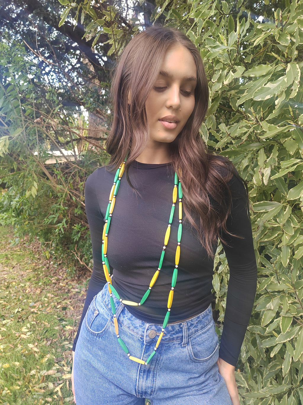 Long Wooden Beaded Necklace N6-2408FE