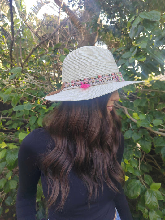 Ribboned Summer Hat - 7092 White