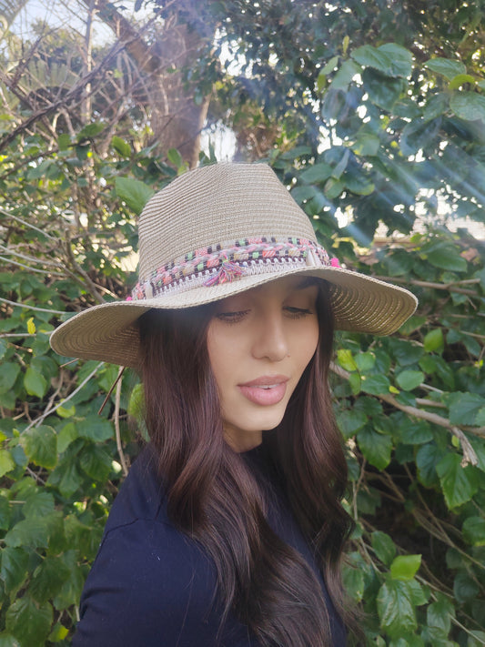 Ribboned Summer Hat - 7092 Beige