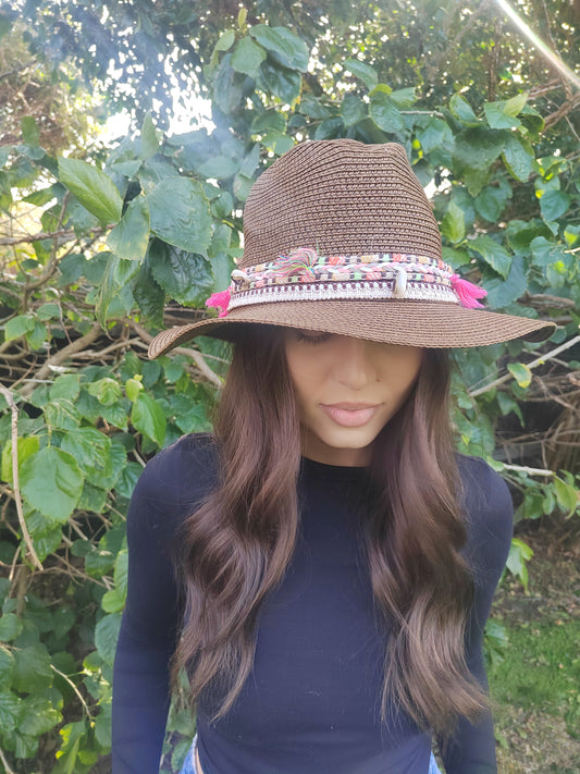 Ribboned Summer Hat - 7092 Brown