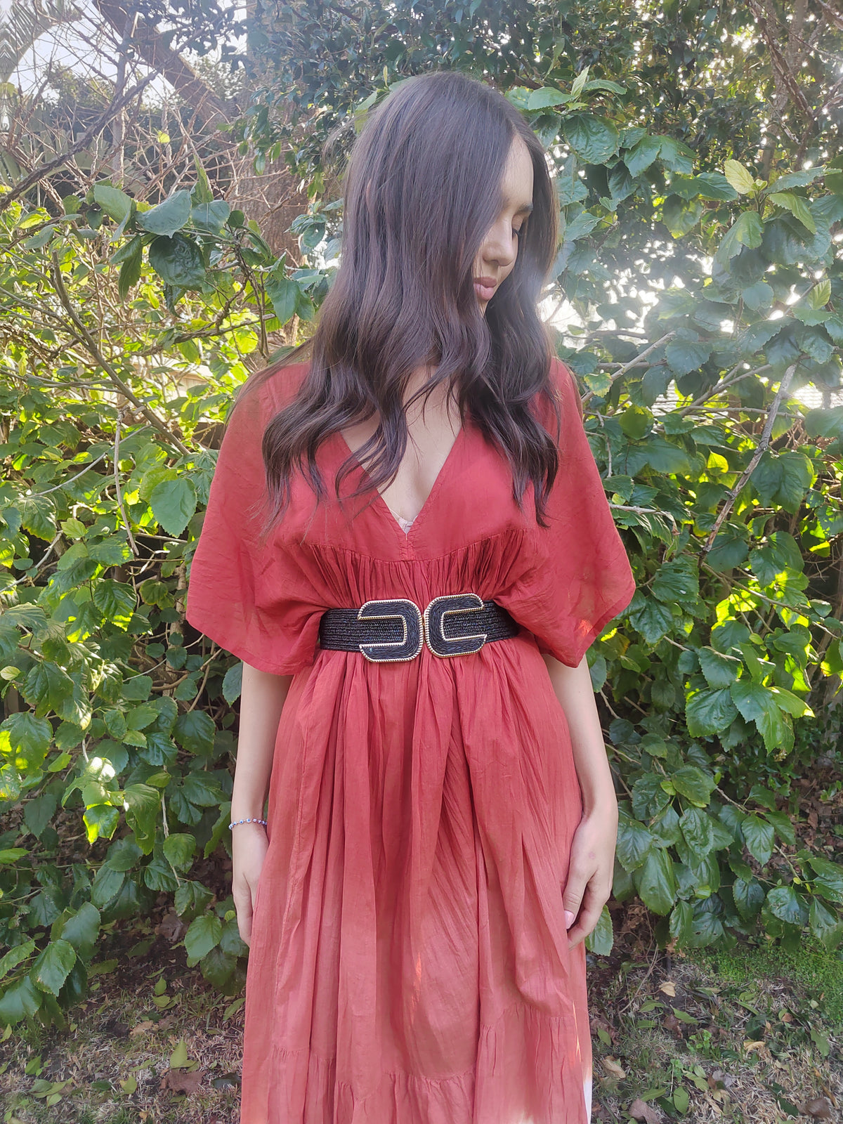 Glitter Stretch Belt with Buckle B024 Black