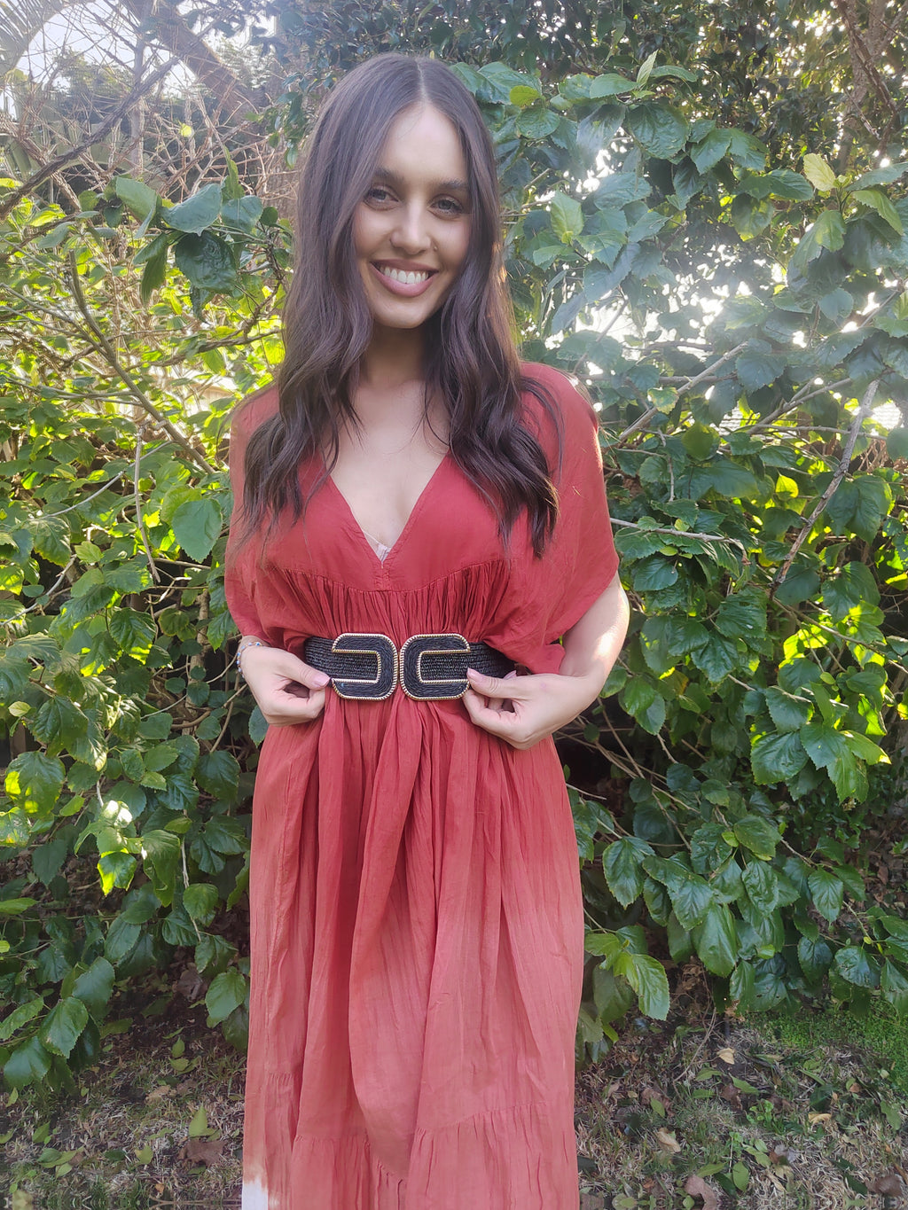 Black Glitter Stretch Belt with Buckle