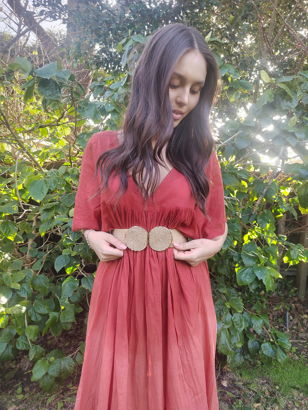 Beige Stretch Belt with Buckle