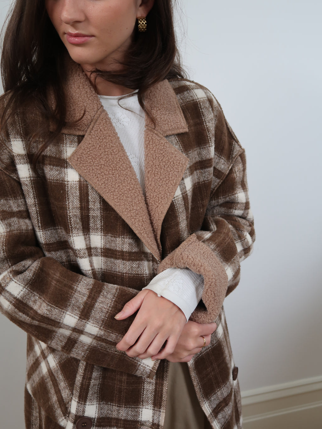 POLYESTER LONG COAT  - CAMEL