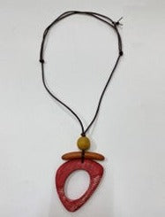 Unique Oval Carved Shaped Inside Wooden Piece Necklace N7-874