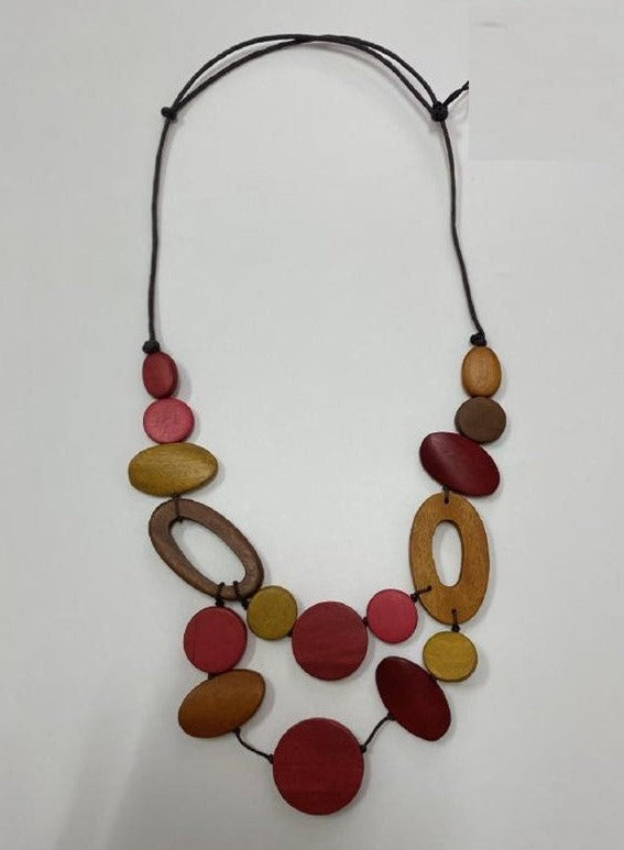 2 Layered Wooden Piece Necklace N7-884