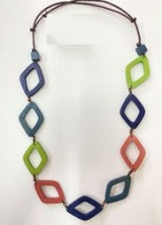 Diamond Shaped Wooden Beads Necklace N7-906