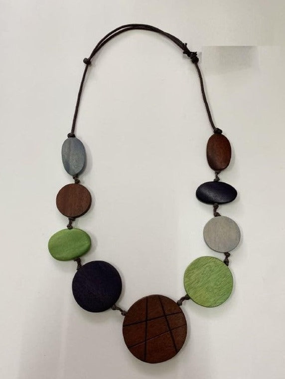 Circles and Ovals Necklace Wooden N7-965