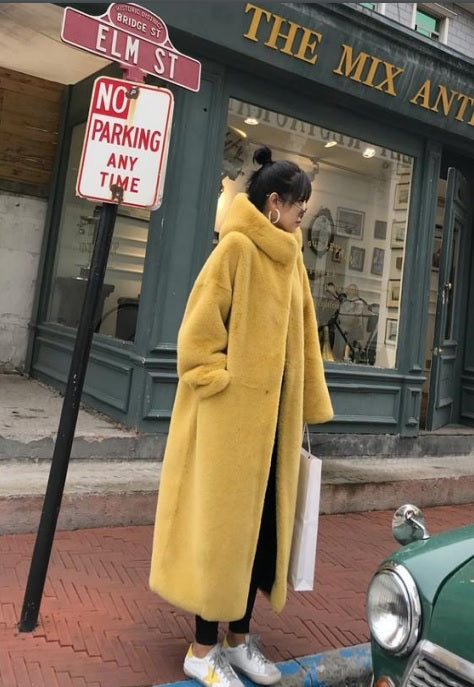 Soft Hooded Faux Fur Coat with Pockets NJ2209D
