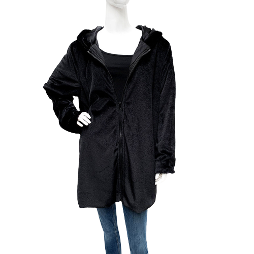 Faux Fur Free Size Long Length Zipped Coat Ph220510