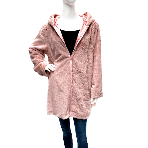 Faux Fur Free Size Long Length Zipped Coat Ph220510