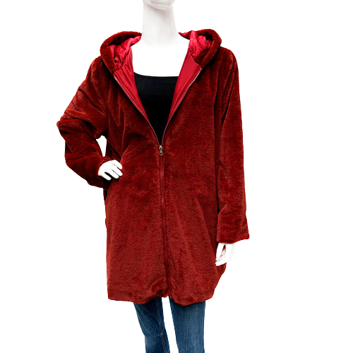 Faux Fur Free Size Long Length Zipped Coat Ph220510