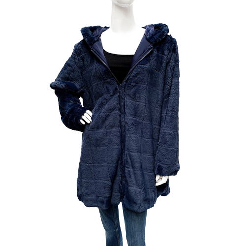 Faux Fur Free Size Long Length Zipped Coat Ph220510