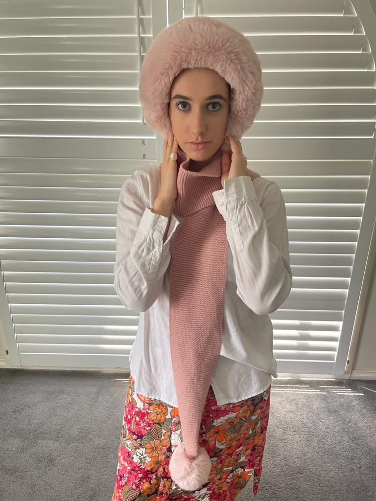 Faux Fur Pom Pom Beanie and Scarf 332320