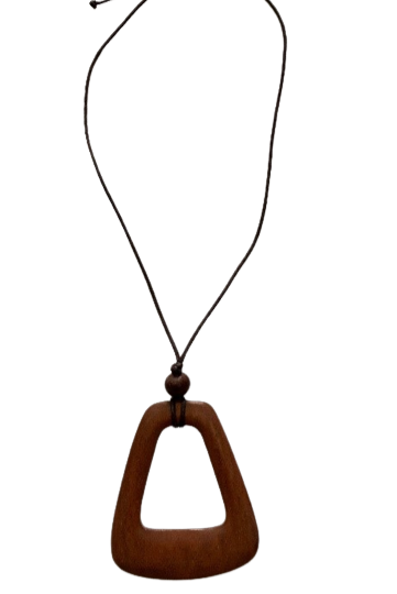 Irregular Rectangle Wooden Pendant Necklace M22