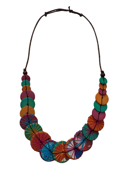 Layered Plated and Embroidered Necklace N6-6171