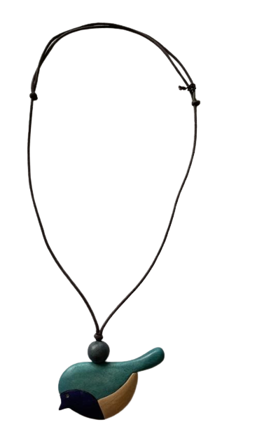 Little Sparrow Looking Wooden Bird Necklace N6-6095