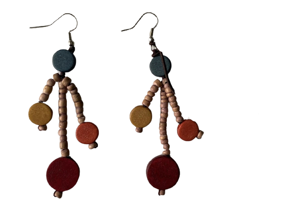 Dangling Wooden Beaded Earrings E6-5959
