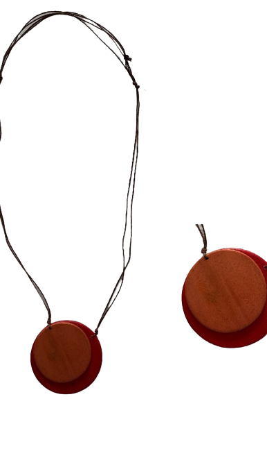 Wooden Circle Pendant Necklace N6-6201