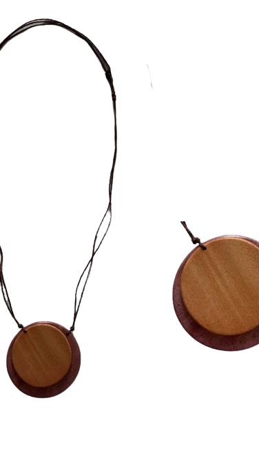 Wooden Circle Pendant Necklace N6-6201