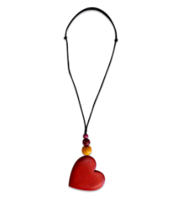 Large Wooden Heart Pendant Necklace N6-4600