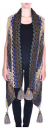 Palme Shaggy Knit Cardigan Sleeveless with Tassels - 56642