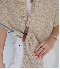 Buckle Wrap Knitted Poncho - Natural