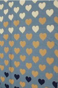 Jaquard brushed soft touch heart scarve - Bleu Fonce