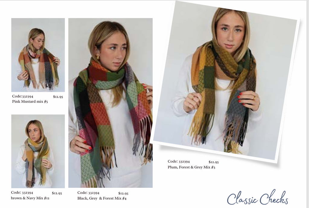 Block Print Scarf with Tassels 332394
