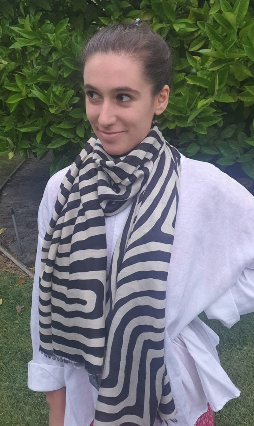 Striped Soft Touch Viscose Scarf - 332351