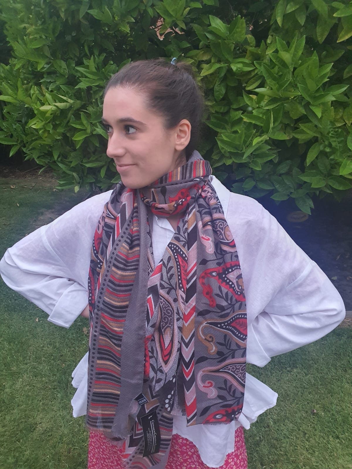 Pink Patterned Scarf - 332350